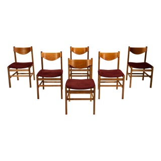 Dining Chairs in Burgundy by Gianfranco Frattini, Italy, 1960s, Set of 6 For Sale