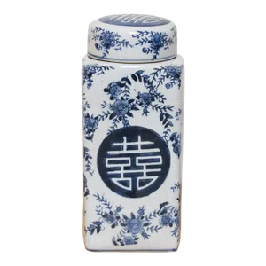Slim Floral Porcelain Vintage Jar