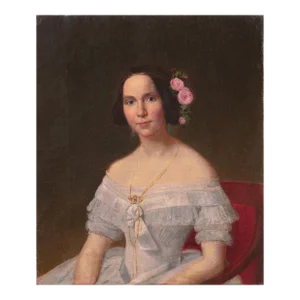 'A Fashionable Young Woman in a Chiffon Ball-Gown', 19th Century Danish School, Scandinavian Oil Portrait