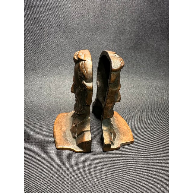 Antique Abraham Lincoln Cast Iron Bronze Coated Bookends a- a Pair For Sale In Palm Springs - Image 6 of 11