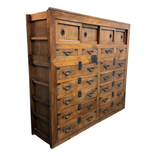 Japanese Two Piece Tansu Chest of Drawers For Sale