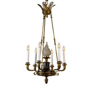 French Empire 7-Light Chandelier in Gilded Bronze, Late 19th Century For Sale