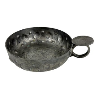 Vintage French Etain Garanti Pewter Tastevin (Wine Tasting Cup) For Sale