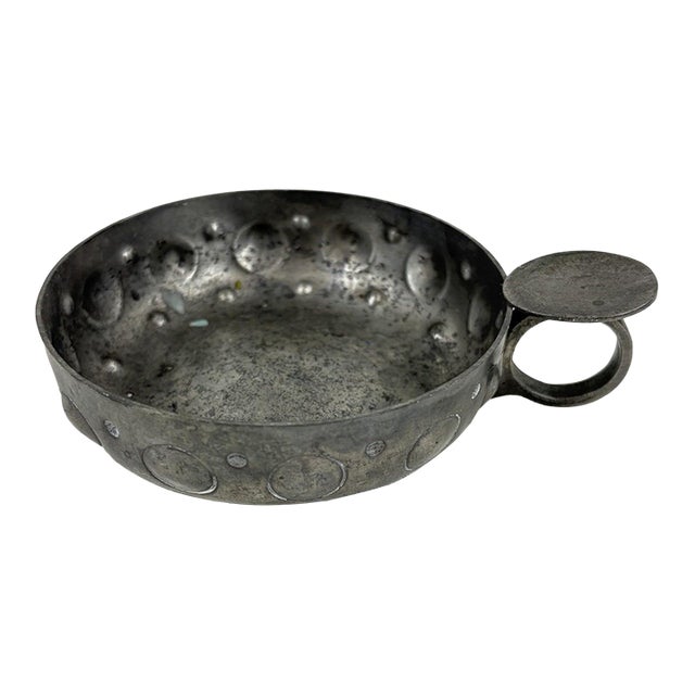Vintage French Etain Garanti Pewter Tastevin (Wine Tasting Cup) For Sale