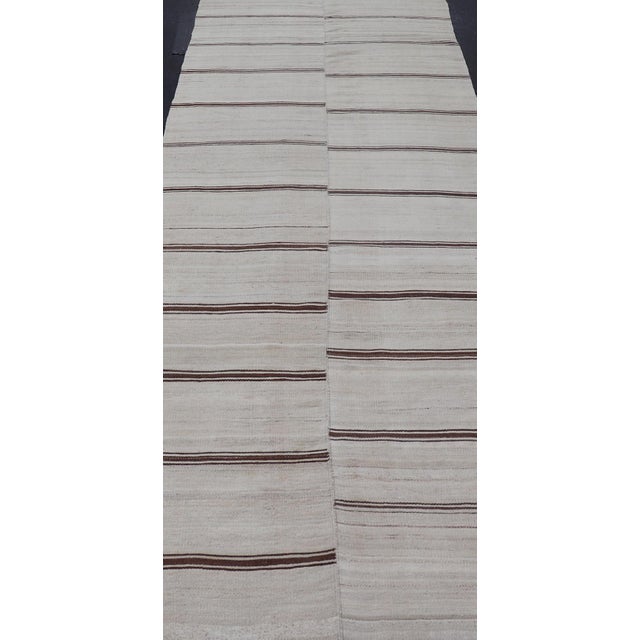 Vintage Turkish Striped Kilim Gallery in Brown & Cream 4'2 X 12'8 For Sale In Atlanta - Image 6 of 12