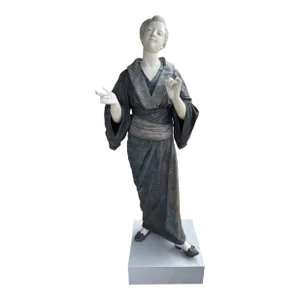 French Painted Metal Life Size Figure of a Geisha by Charles Mass'e