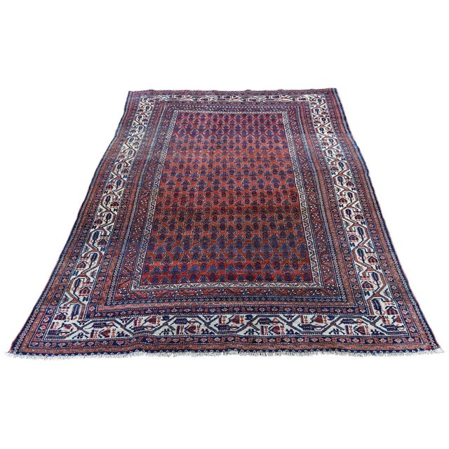 Textile 1920s Antique Persian Seraban Wool Hand Knotted Oriental Rug For Sale - Image 7 of 7