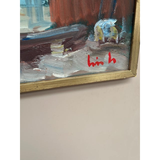 Eric Lo, Coastal Village, 1960s, Oil Painting on Canvas, Framed For Sale - Image 6 of 18