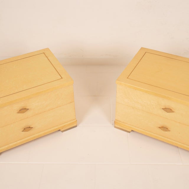 Wood Italian Maple Burl and Brass Nightstands by Gianluigi Gorgoni for Fratelli Turri, 1980s, Set of 2 For Sale - Image 7 of 18