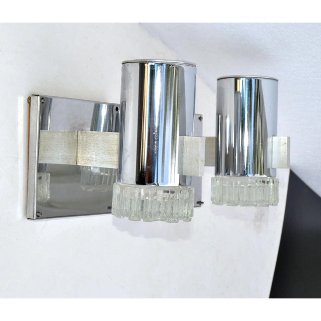 Pair, Gaetano Sciolari Italian Chrome & Cut Glass Sconces, Wall Lamps For Sale - Image 12 of 13