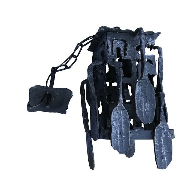 Black Brutalist Chandelier by Gianfranco Romagna, 1970s For Sale - Image 8 of 16