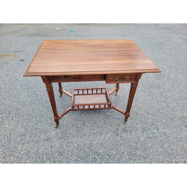 19th Century French Solid Cherry Partner Desk. For Sale - Image 16 of 17