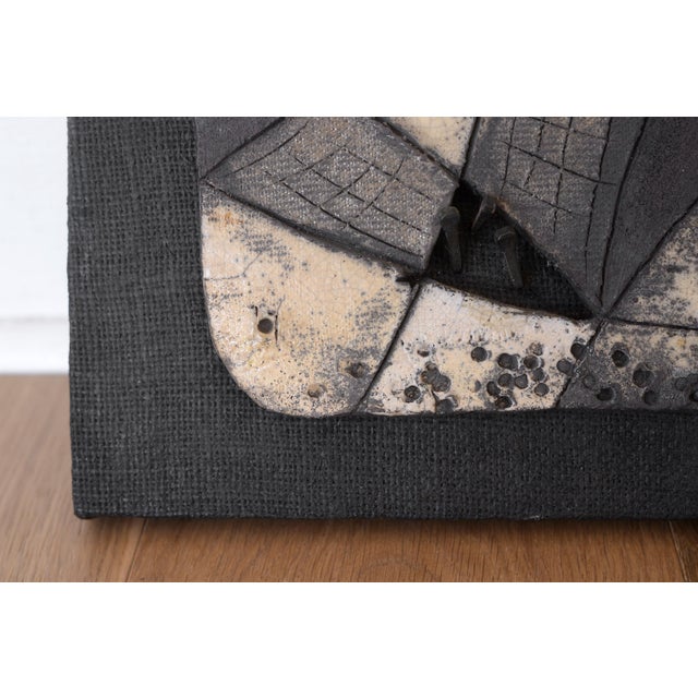Gray Vintage Abstract Brutalist Ceramic & Nail Art Wall Sculpture For Sale - Image 8 of 10