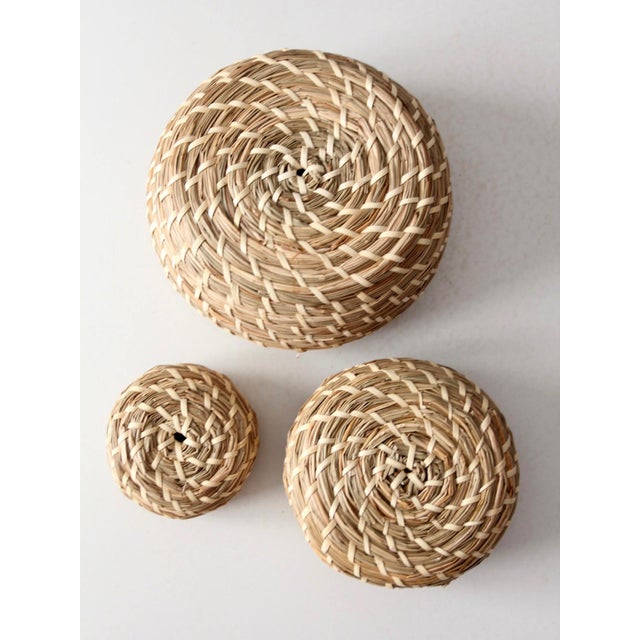 Vintage Set of 3 Woven Nesting Basketsof 3 For Sale - Image 15 of 16