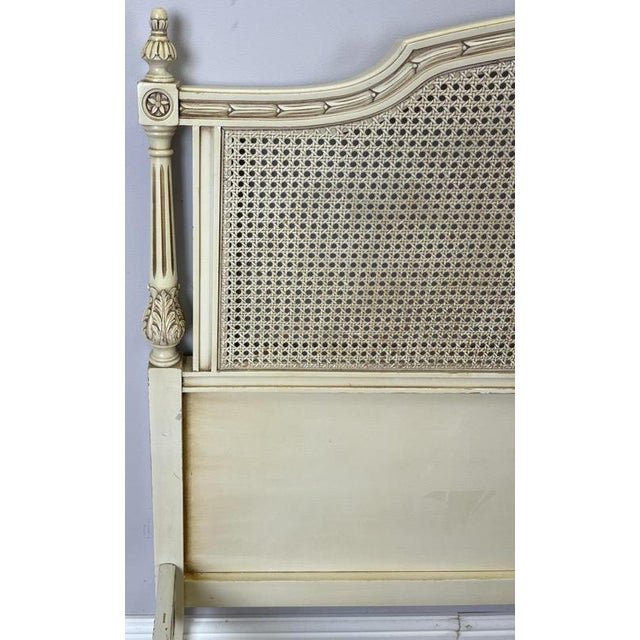 Vintage French King Size Bed Frame with Cane Panel and Carved Headboard For Sale - Image 10 of 12