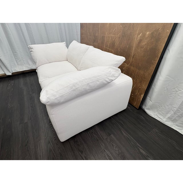 Rh Cloud 7' Luxe Sofa — 2-Cushion | Perennials Performance Textured Linen Weave | White For Sale - Image 10 of 18