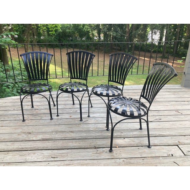 1950s Francois Carre Petite Fan Back Garden Chairs - Group of 6, Attributed For Sale - Image 10 of 12