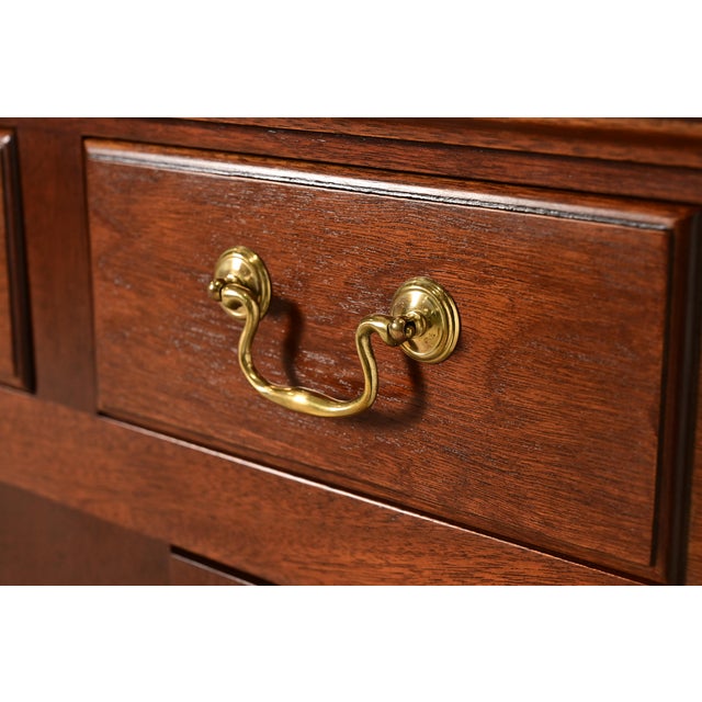 Kittinger Georgian Carved Mahogany Breakfront Bookcase Cabinet For Sale - Image 9 of 18