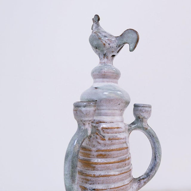 Three-Light Candlestick in Glazed Ceramic by Jacques Pouchain For Sale - Image 9 of 14