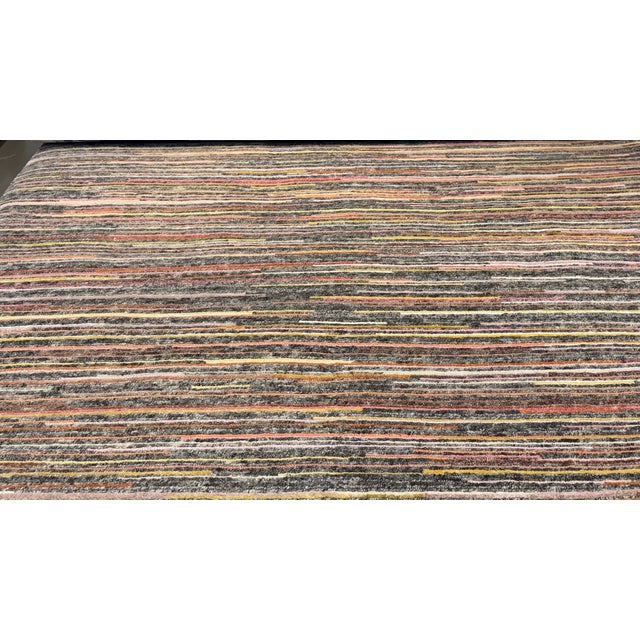 Multi Color Stripe Design Hand Made Rug For Sale In Los Angeles - Image 6 of 8