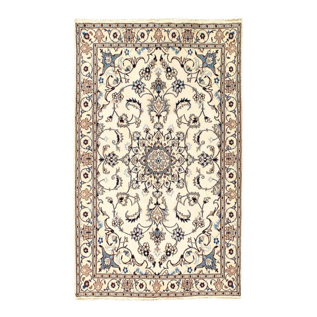 Pasargad DC Ivory Fine Hand Knotted Silk & Wool Nain For Sale