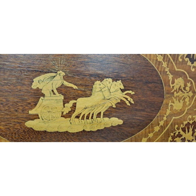 Early 20th Century Vintage Italian Wood Inlay Tray W/Music Box For Sale - Image 5 of 8