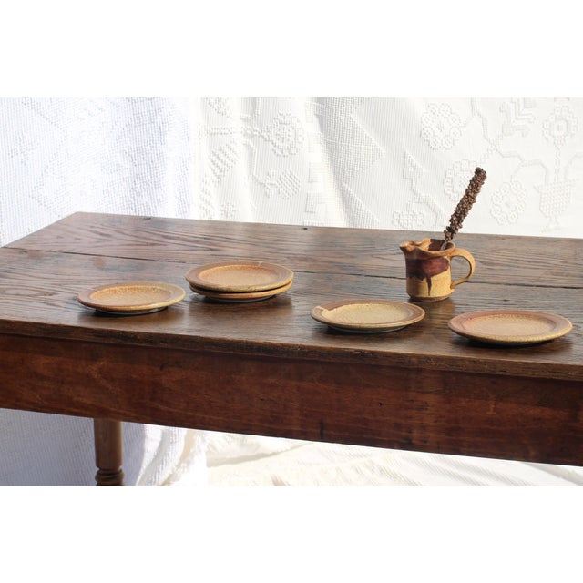 Ceramic Set of 5 Pottery Plates and a Creamer - Signed Art Pottery, 1970s For Sale - Image 7 of 10