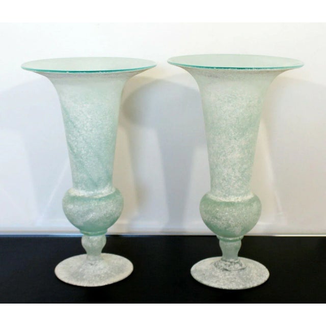 Seguso Vetri d'Arte Mid Century Modern Seguso Vetri D'Arte Glass Vases Vessels Italy Signed - A Pair For Sale - Image 4 of 9