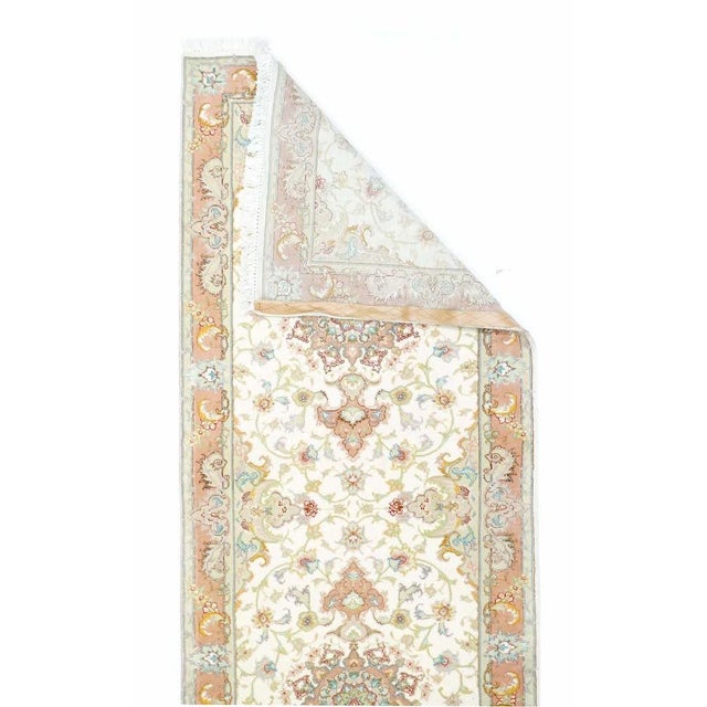 Persian Extremely Fine Persian Tabriz Woven by the Artist Master Weaver Wool & Silk Runner For Sale - Image 3 of 10