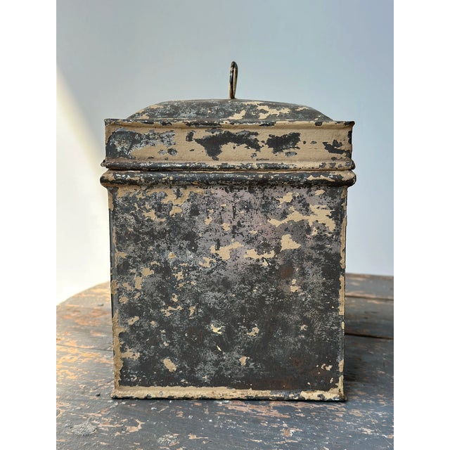 Antique Weathered Cream-Painted Tin Box, Circa Late 19th - Early 20th Century For Sale In New York - Image 6 of 16