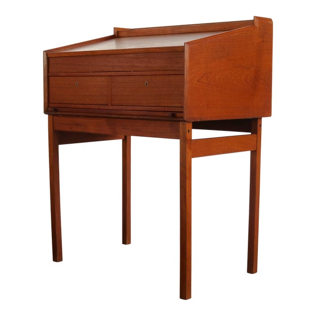 Danish Modern Drafting Desk w/ Original Skeleton Key, Denmark For Sale