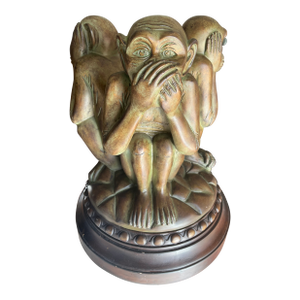 Late 20th Century Whimsical Three Wise Monkeys Revolving Sculpture Table