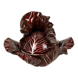 Trompe-L’œil Porcelain Box in the Shape of a Red Cabbage by Didier Gardillou For Sale