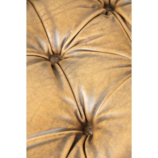English Chesterfield Ottoman in Cowhide Leather on Wheels For Sale - Image 12 of 13
