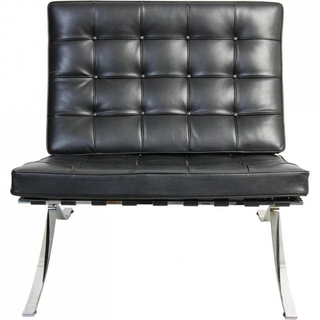 Vintage Barcelona Chair in Black Leather by Ludwig Mies Van Der Rohe, 2000s For Sale - Image 14 of 14