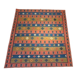 Late 20th Century Persian Kilim Flatweave Rug in Terracotta Red, For Sale