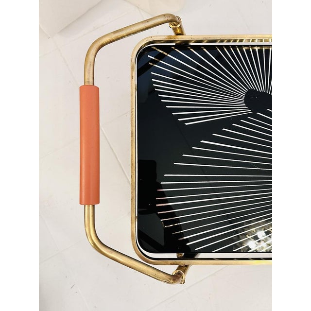 Art Deco Brass and Black Glass Serving Bar Trolley, 1950s For Sale - Image 13 of 18