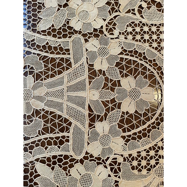 Vintage French Lace Point De Venise Tablecloth For Sale - Image 10 of 13