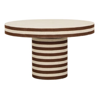 Lyra Natural Striped Cotton Jute Contract-Grade Coffee Table For Sale