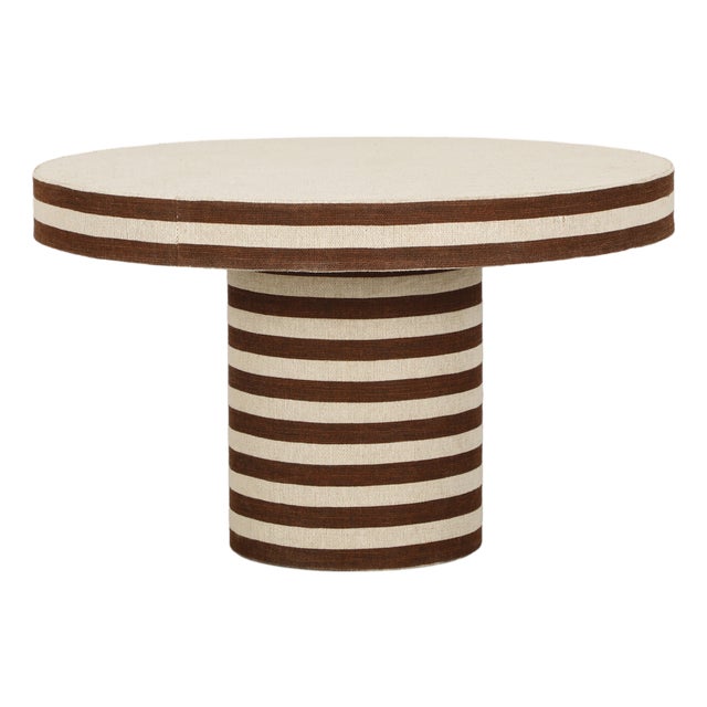 Lyra Natural Striped Cotton Jute Contract-Grade Coffee Table For Sale