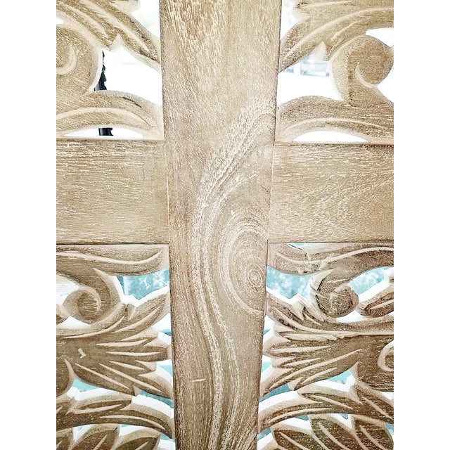 Wood Carved Mangowood King Size Headboard For Sale - Image 7 of 7