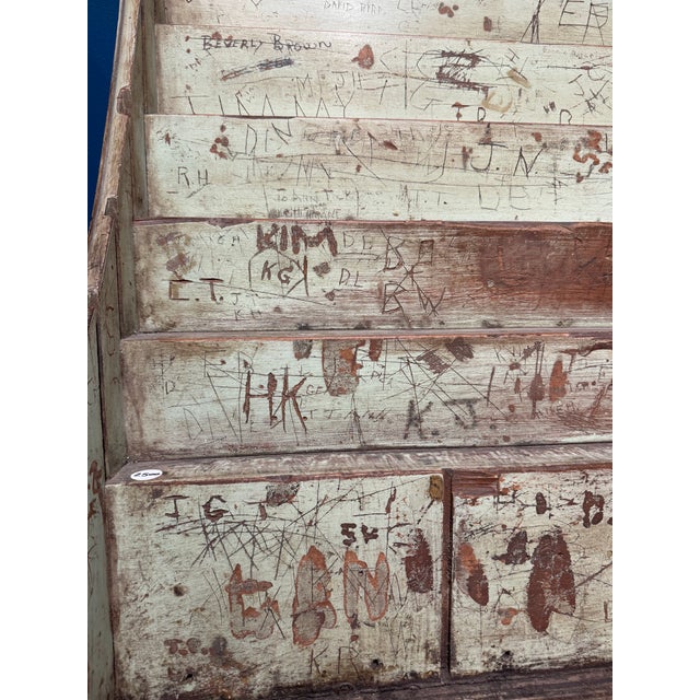 Antique Painted Pine Slant-Front Desk With Original Graffiti Patina For Sale - Image 12 of 12