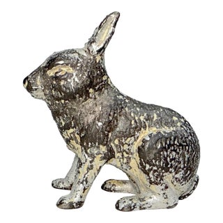 Antique 1920's Cast Iron Bunny Rabbit Animal Still Coin Bank – A.c. Williams For Sale
