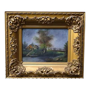 Beautiful Early 20th Century Oil on Canvas River Landscape Painting