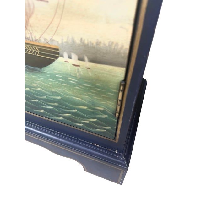 Pair of Hand-Painted Nautical Cabinets, Clipper Ship & Compass Rose Design For Sale - Image 14 of 18