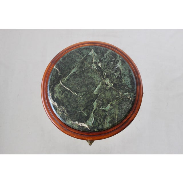 Late 20th Century French Louis XV Style Occasional Side Tables Feature Green Marble Tops, Non-Identical-a Pair For Sale - Image 15 of 18