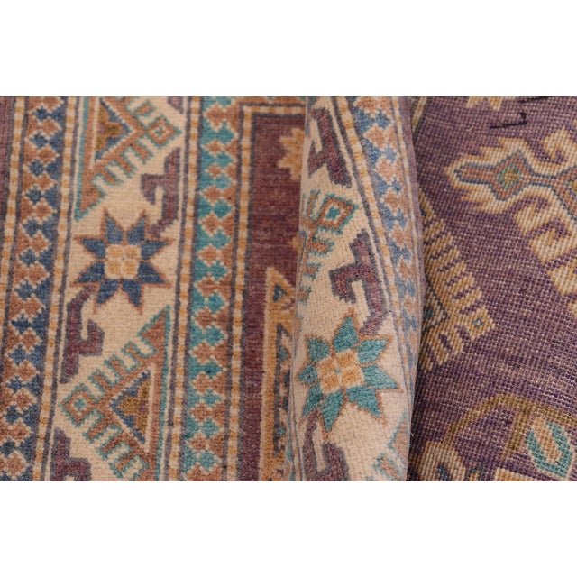 Textile Tribal Kazak Light Purple/Beige Wool Rug - 3'4''x4'10'' For Sale - Image 7 of 10