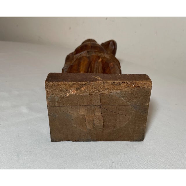 Antique 1800's Folk Art Hand Carved Wood Figural Man Sculpture Statue Figure For Sale - Image 9 of 9