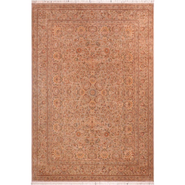 Shabby Chic Floral 1990's Pak-Persian Gray/Gray Wool Rug - 9'1'' X 12'3'' For Sale - Image 9 of 9