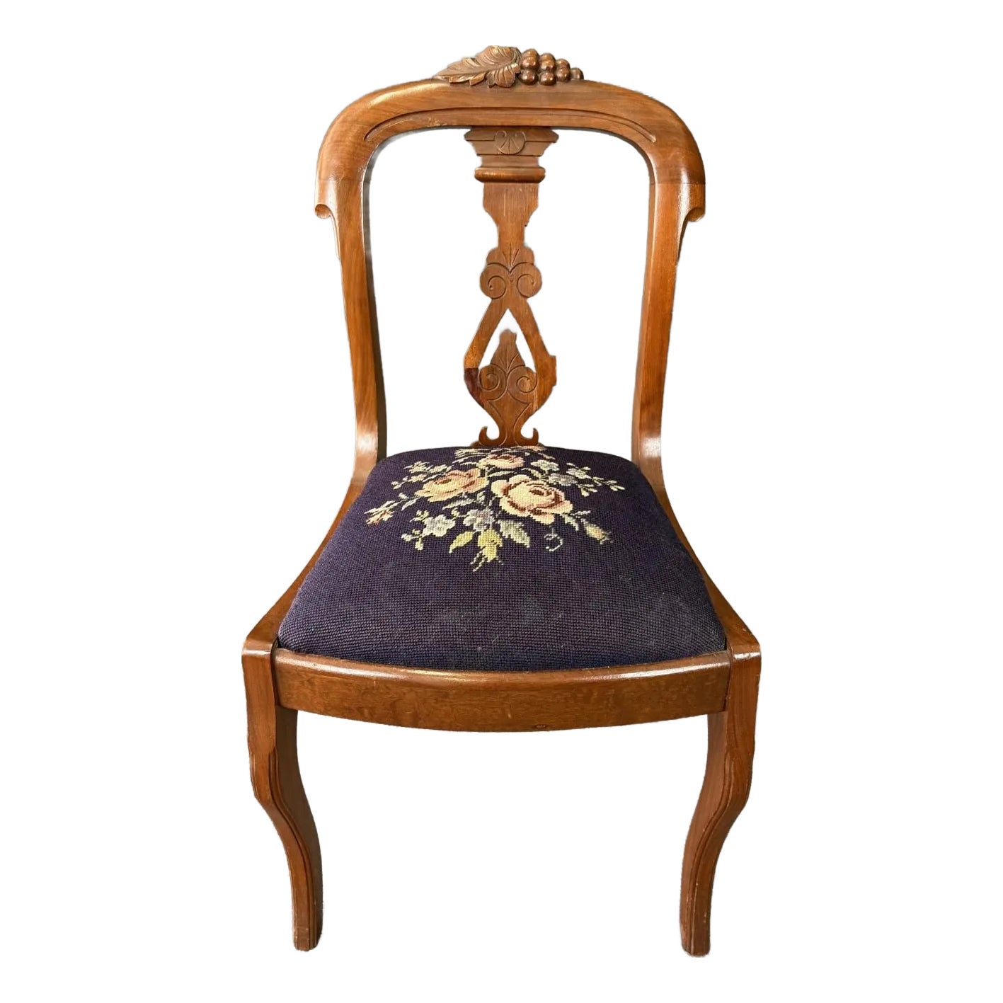 19th Century Mahogany Grape Themed Chair | Chairish